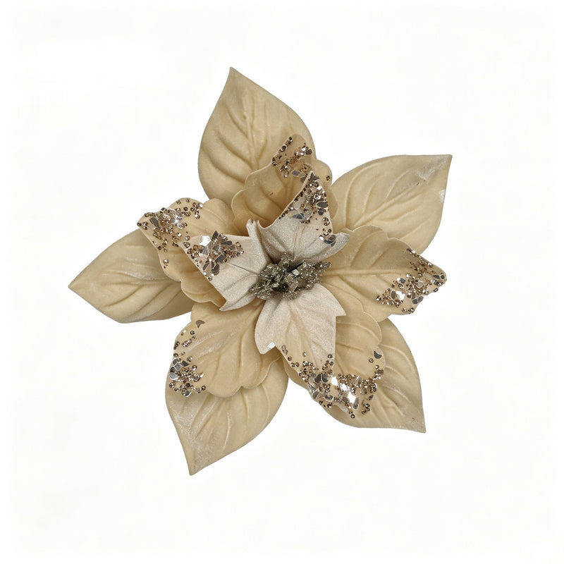 Artificial Poinsettia Flower Head, 9.5" Loose Bloom for Holiday Decor, Wedding Arrangements, and Seasonal Displays