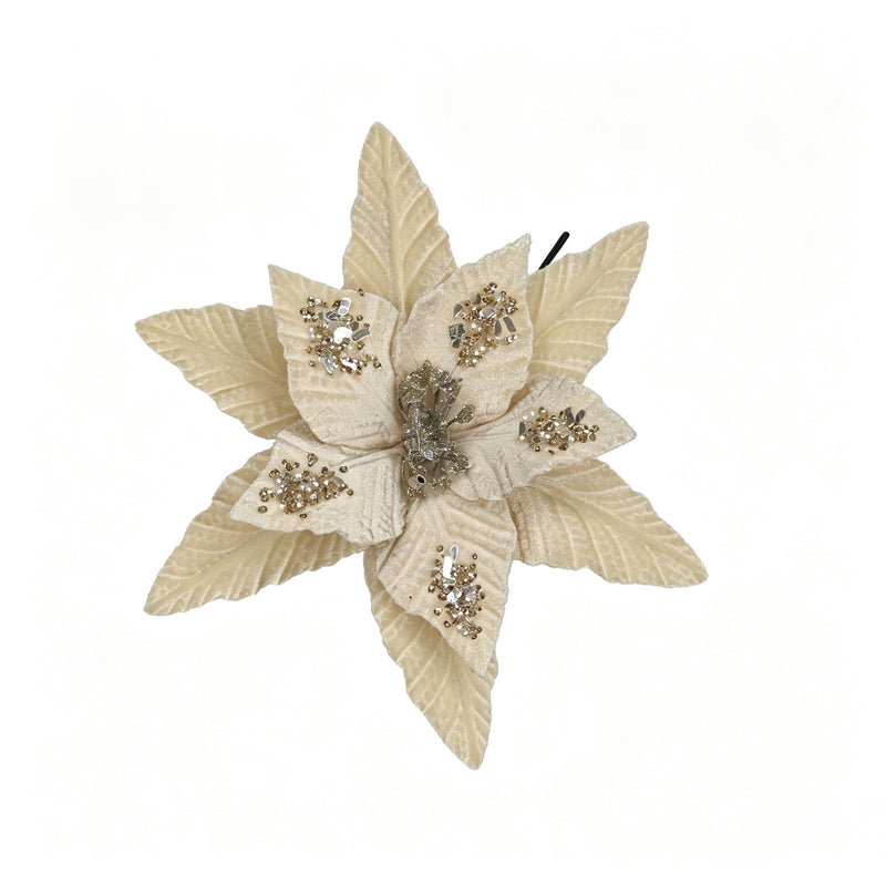 Artificial Poinsettia Flower Head, 9.5" Loose Bloom for Holiday Decor, Wedding Arrangements, and Seasonal Displays