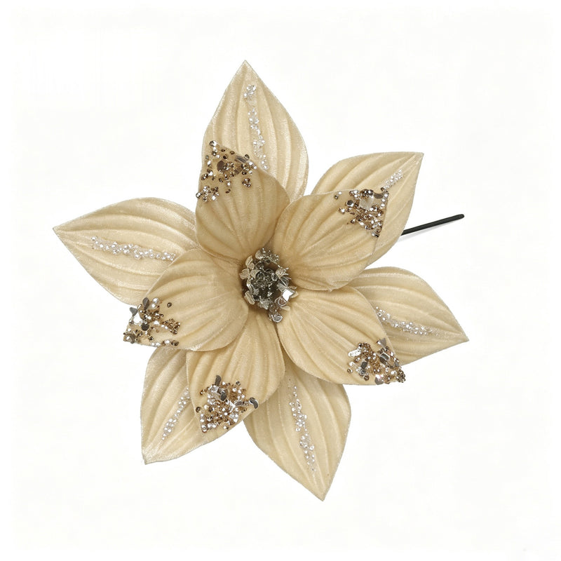 Artificial Poinsettia Flower Head, 9.5" Loose Bloom for Holiday Decor, Wedding Arrangements, and Seasonal Displays