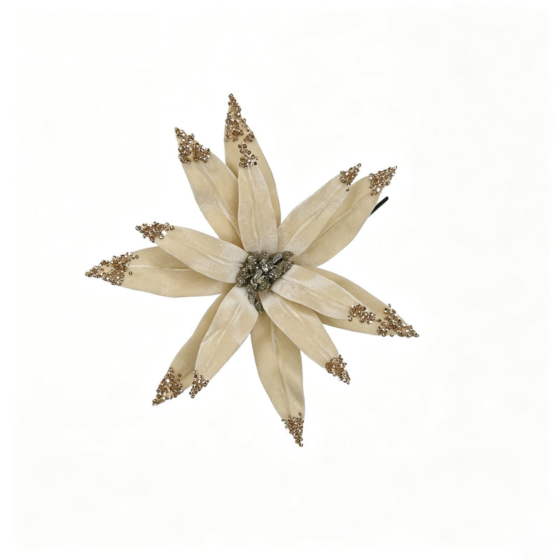 Artificial Poinsettia Flower Head, 9.5" Loose Bloom for Holiday Decor, Wedding Arrangements, and Seasonal Displays