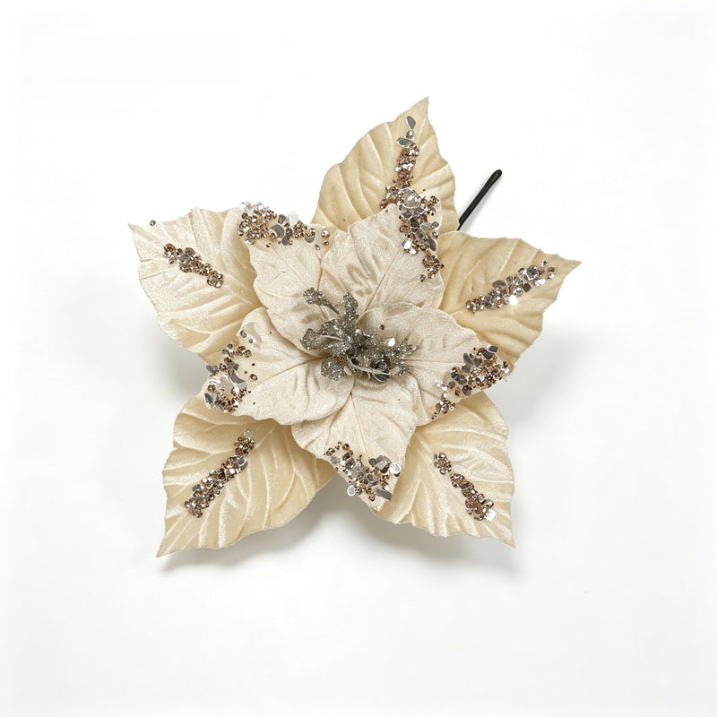 Artificial Poinsettia Flower Head, 9.5" Loose Bloom for Holiday Decor, Wedding Arrangements, and Seasonal Displays