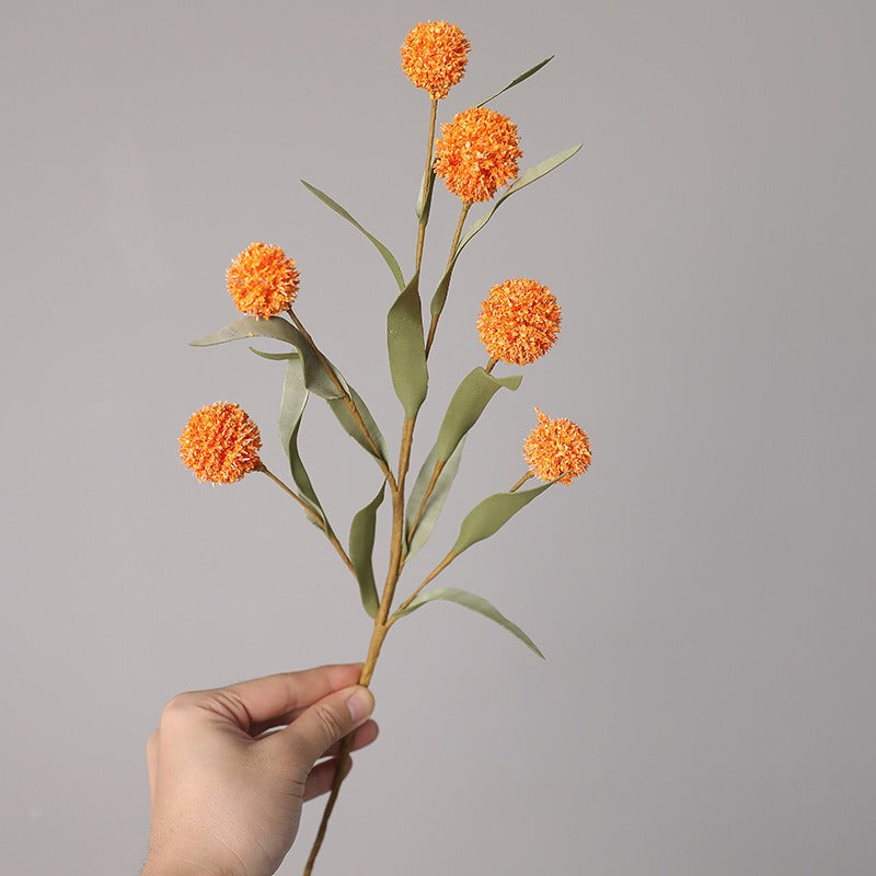 Artificial Chrysanthemum Bush with 6 Blooms, 16.5" Faux Silk Ball Flowers for Fall Home Decor, Weddings & Events