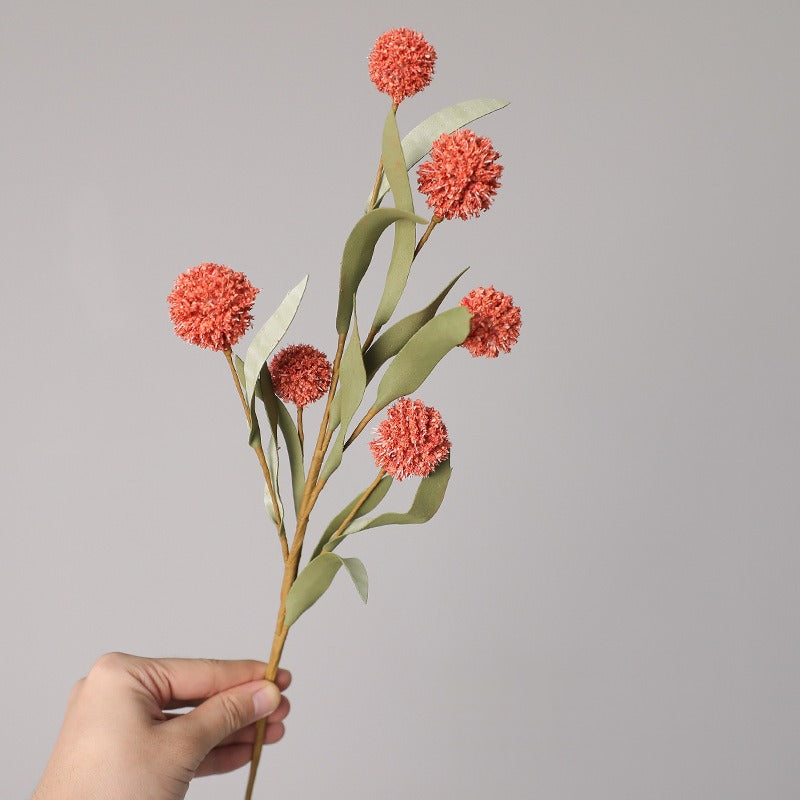 Artificial Chrysanthemum Bush with 6 Blooms, 16.5" Faux Silk Ball Flowers for Fall Home Decor, Weddings & Events
