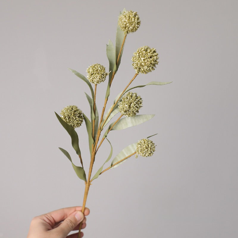 Artificial Chrysanthemum Bush with 6 Blooms, 16.5" Faux Silk Ball Flowers for Fall Home Decor, Weddings & Events