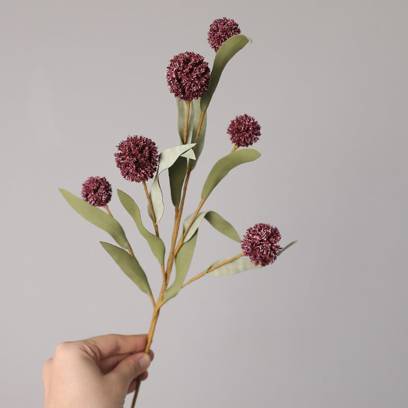 Artificial Chrysanthemum Bush with 6 Blooms, 16.5" Faux Silk Ball Flowers for Fall Home Decor, Weddings & Events