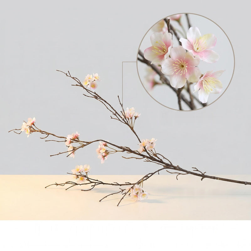 Artificial Plum Blossom Branch, 31.5" Realistic Faux Flower Stem for Wedding Decor, Home & Office Arrangements, Plastic