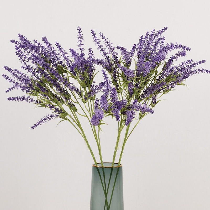Artificial Lavender Bush with 24 Blooms, 26" Tall Realistic Faux Flower for Wedding Decor, Home Staging, Indoor Outdoor Use