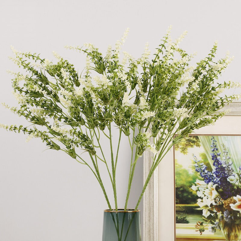Artificial Lavender Bush with 24 Blooms, 26" Tall Realistic Faux Flower for Wedding Decor, Home Staging, Indoor Outdoor Use