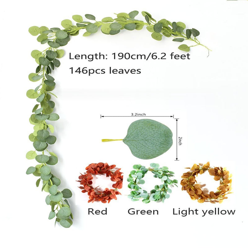 75" Artificial Eucalyptus Vine with 146 Leaves, Trailing Faux Greenery for Weddings, Home Decor, and Commercial Spaces
