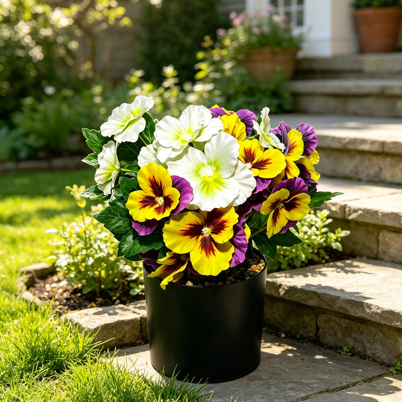11" Artificial Pansy Potted Plant, Realistic Silk-Like Faux Flowers for Home Decor, Wedding Centerpieces, Office & Cafe