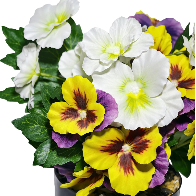 11" Artificial Pansy Potted Plant, Realistic Silk-Like Faux Flowers for Home Decor, Wedding Centerpieces, Office & Cafe
