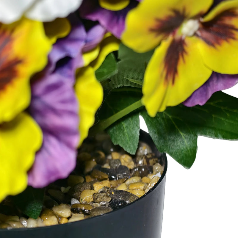11" Artificial Pansy Potted Plant, Realistic Silk-Like Faux Flowers for Home Decor, Wedding Centerpieces, Office & Cafe