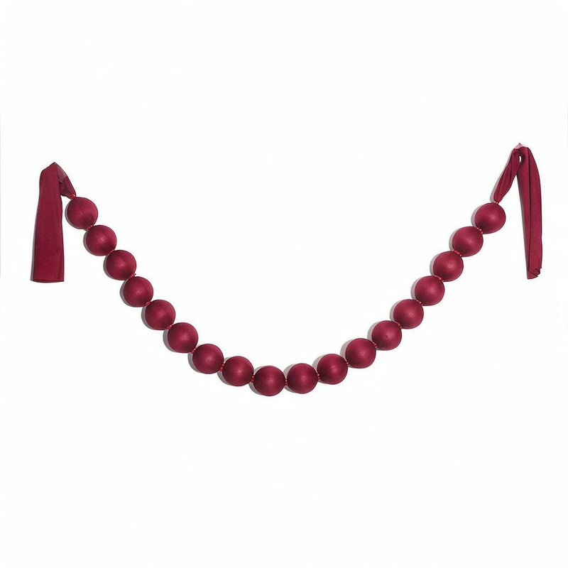 Red Fabric Ball Garland, 91-Inch Christmas Decoration with 18 Balls (3" Each), Holiday Party Decor