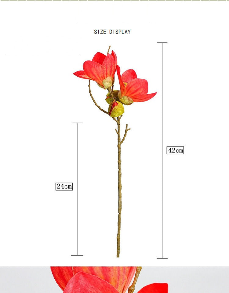 Single Stem Kapok Artificial Flower, 17" Tall with 4 Blooms, Faux Silk for Home Decor, Weddings & Events