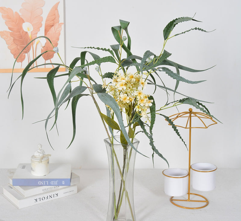 Artificial Eucalyptus & Fern Bush, 27" Tall, Realistic Faux Greenery for Weddings, Home Decor & Events