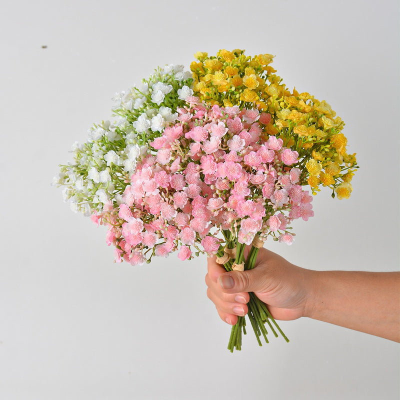 Artificial Baby's Breath Bouquet, 12" Hand-Tied Faux Gypsophila Bundle for Weddings, Home Decor & Floral Arrangements