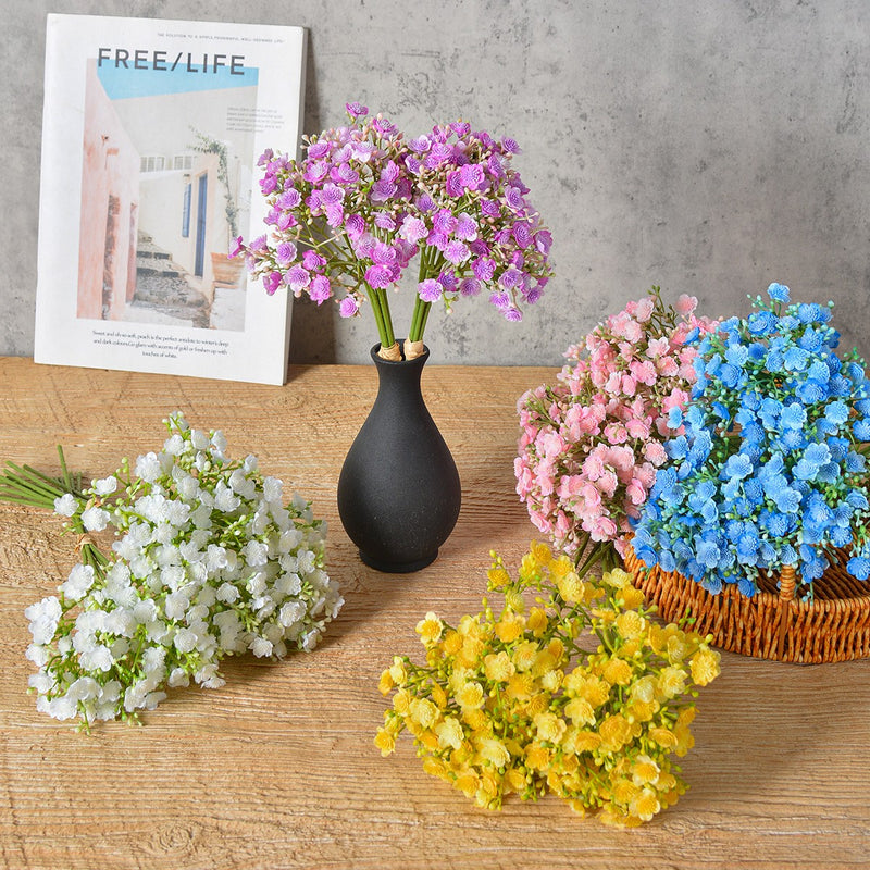 Artificial Baby's Breath Bouquet, 12" Hand-Tied Faux Gypsophila Bundle for Weddings, Home Decor & Floral Arrangements