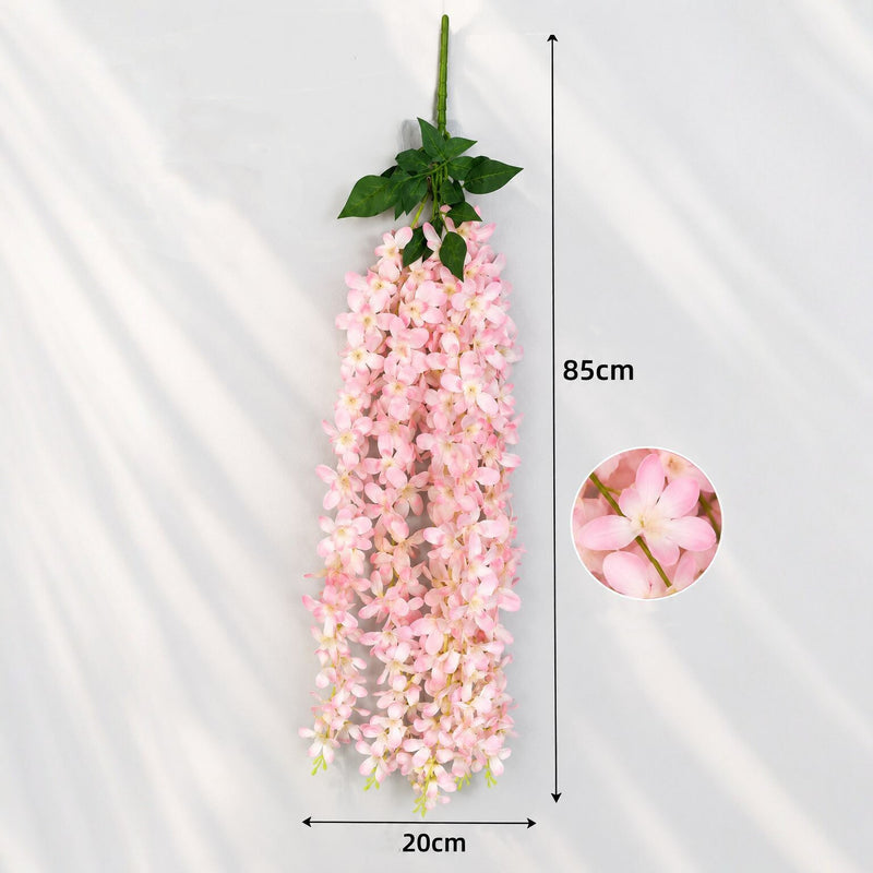 Artificial Wisteria Vine Garland, 33.5" Faux Purple Floral Hanging Decor for Weddings, Home, and Events