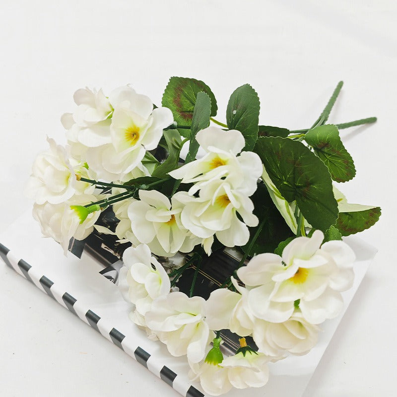 Artificial Geranium Bush with 5 Blooms, 13.4" Faux Silk Flowers for Indoor Outdoor Decor, Wedding Centerpieces, Table Arrangements