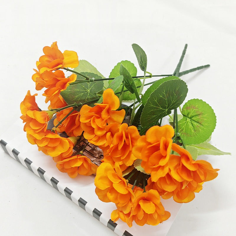 Artificial Geranium Bush with 5 Blooms, 13.4" Faux Silk Flowers for Indoor Outdoor Decor, Wedding Centerpieces, Table Arrangements