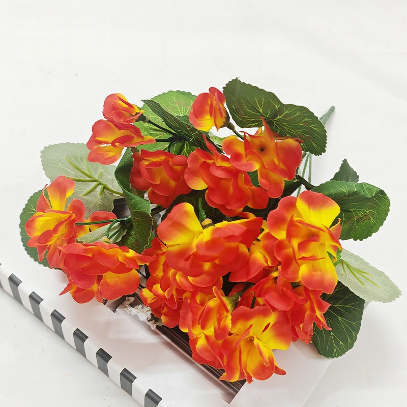 Artificial Geranium Bush with 5 Blooms, 13.4" Faux Silk Flowers for Indoor Outdoor Decor, Wedding Centerpieces, Table Arrangements
