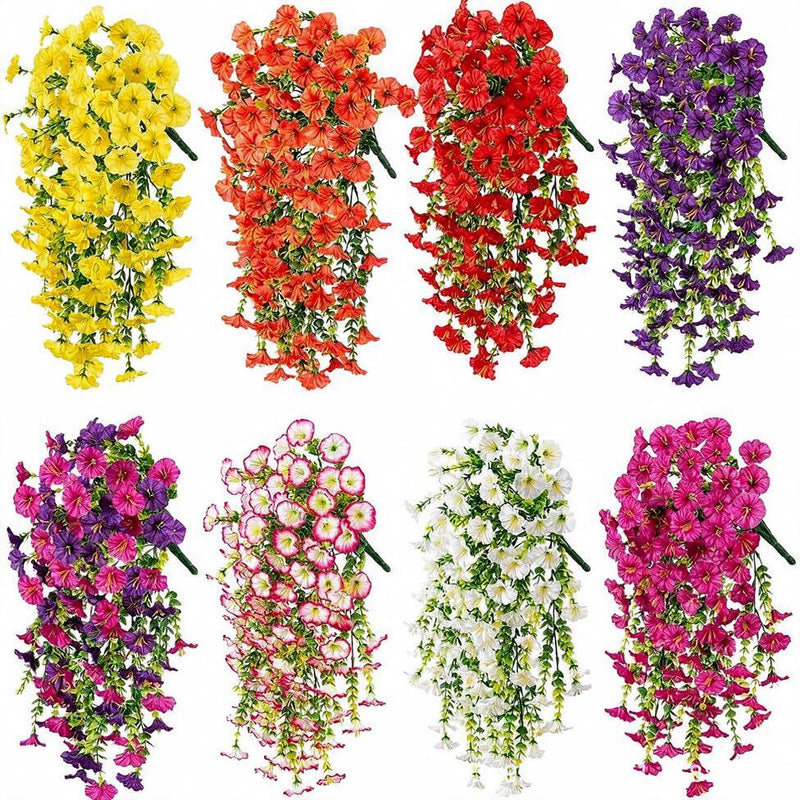 Artificial Morning Glory Vine, Set of 4 Trailing Faux Silk Flowers for Home & Outdoor Decor, 18" Long