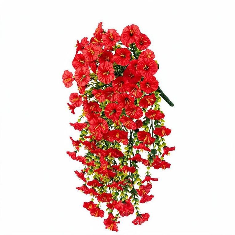 Artificial Morning Glory Vine, Set of 4 Trailing Faux Silk Flowers for Home & Outdoor Decor, 18" Long