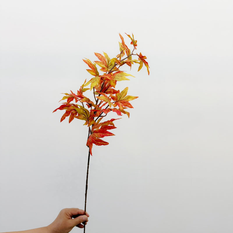 Artificial Japanese Maple Leaf Stem, Single Branch, 31" Faux Silk Fall Foliage for Home Decor, Weddings & Events