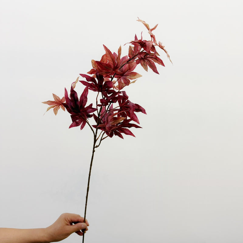 Artificial Japanese Maple Leaf Stem, Single Branch, 31" Faux Silk Fall Foliage for Home Decor, Weddings & Events