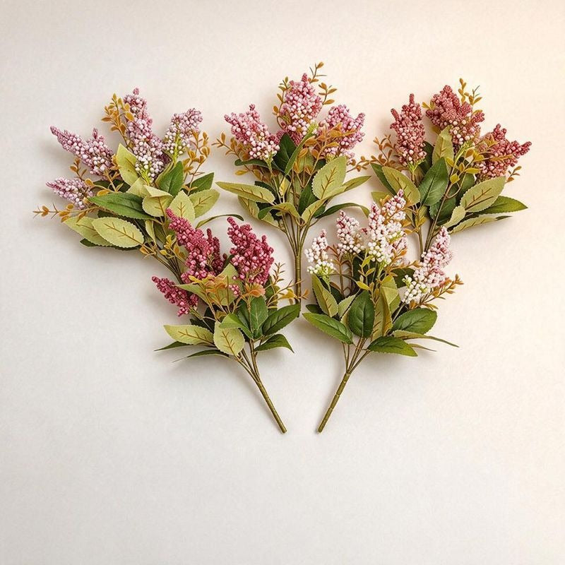 Artificial Wild Berry Bush with 7 Blooms, 16" Foam-Based Faux Florals for Home Decor, Wedding Centerpieces & Commercial Displays