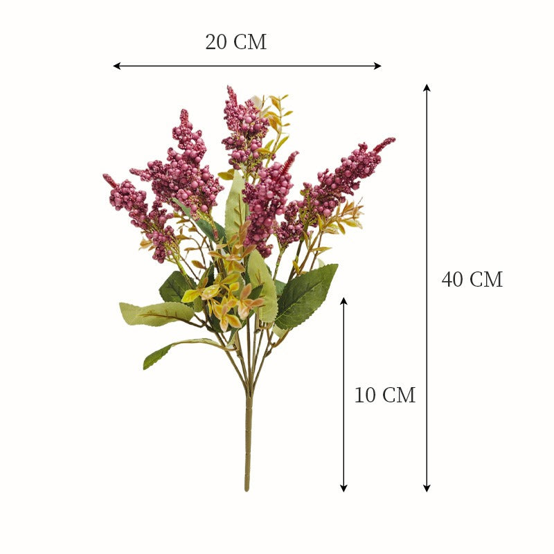 Artificial Wild Berry Bush with 7 Blooms, 16" Foam-Based Faux Florals for Home Decor, Wedding Centerpieces & Commercial Displays