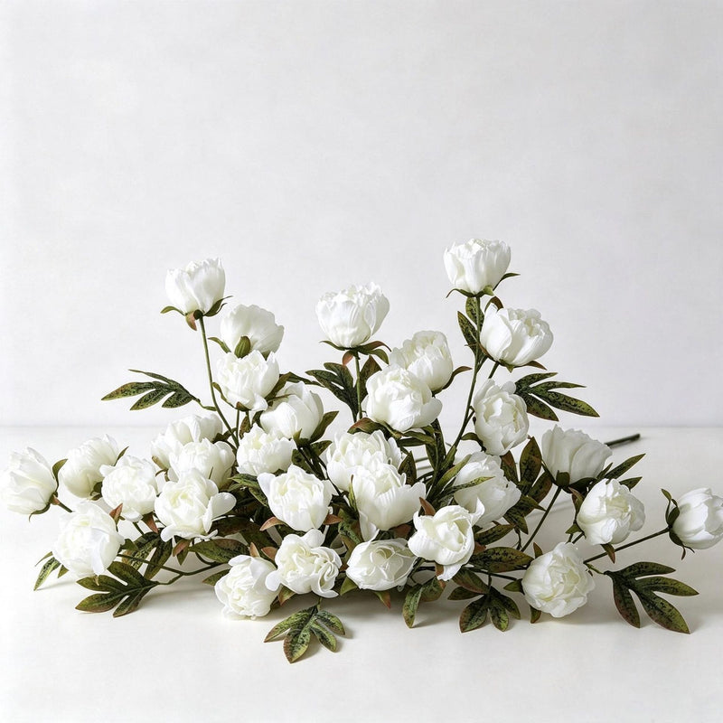 Artificial Peony Bush with 4 Blooms, 18" Silk-like Faux Flowers for Home Decor, Weddings & Events