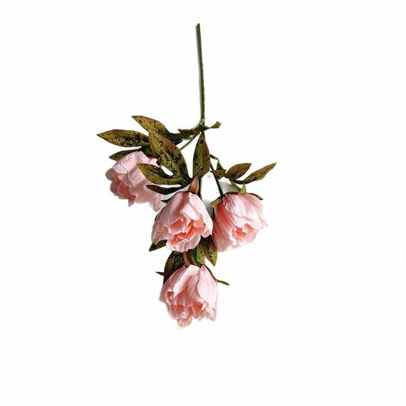 Artificial Peony Bush with 4 Blooms, 18" Silk-like Faux Flowers for Home Decor, Weddings & Events
