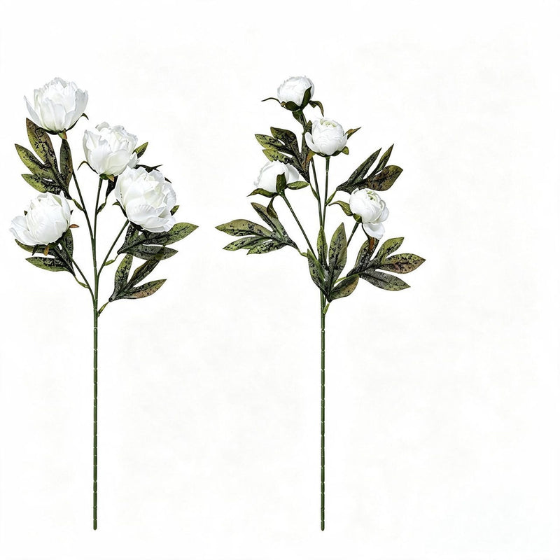 Artificial Peony Bush with 4 Blooms, 18" Silk-like Faux Flowers for Home Decor, Weddings & Events