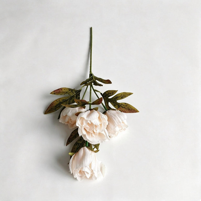 Artificial Peony Bush with 4 Blooms, 18" Silk-like Faux Flowers for Home Decor, Weddings & Events