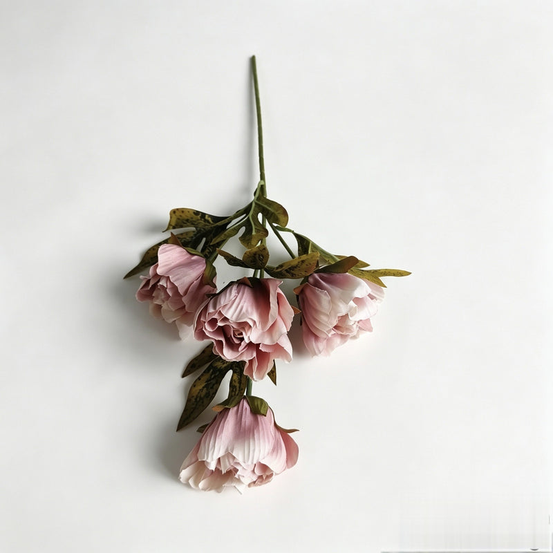 Artificial Peony Bush with 4 Blooms, 18" Silk-like Faux Flowers for Home Decor, Weddings & Events
