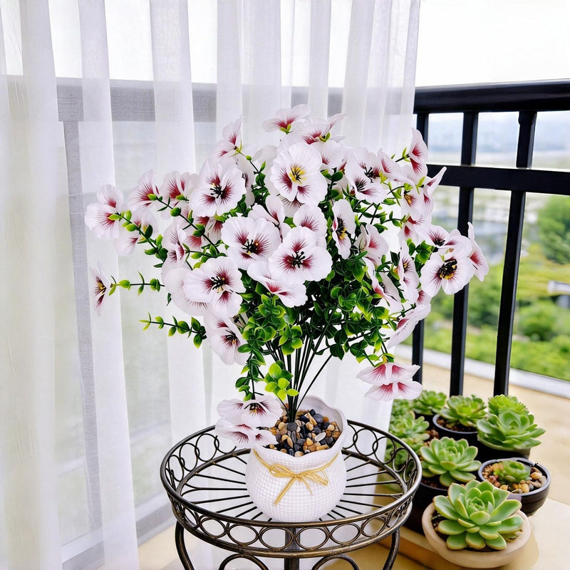 Artificial Eucalyptus Single Stem with 3 Blooms, 14" Silk-Like Faux Greenery for Wedding Centerpieces, Home Decor