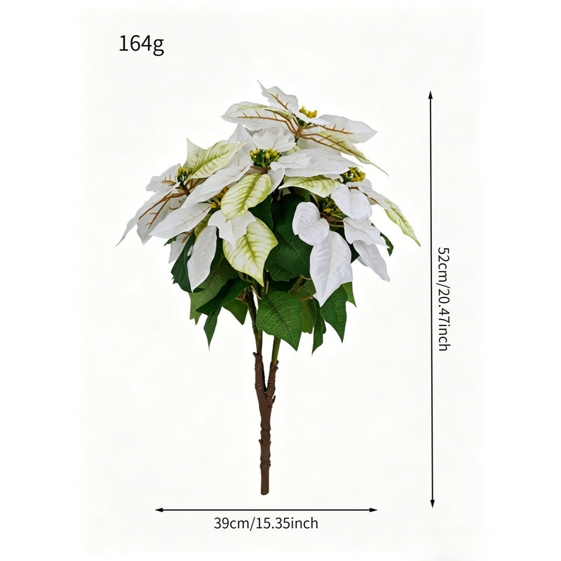 Artificial Poinsettia Christmas Bush with 23" Bloom, Silk-Like Faux Flowers for Holiday Decor, Weddings & Events