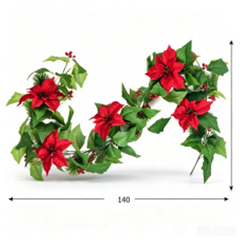 Artificial Christmas Vine Garland, 24" Faux Greenery Trail with Berries, Ins Modern Decor for Holiday Wedding Party Home Office