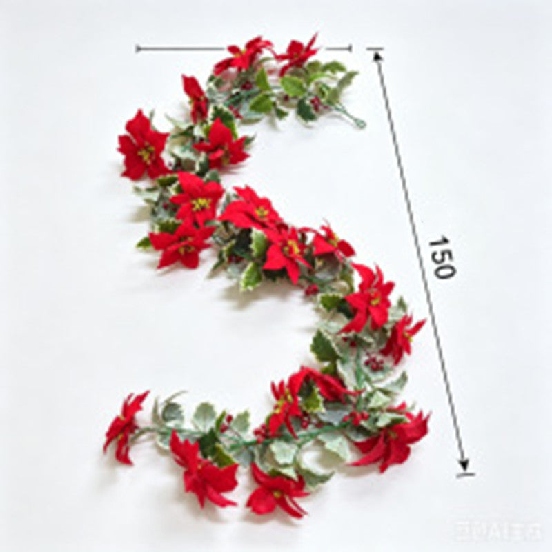 Artificial Christmas Vine Garland, 24" Faux Greenery Trail with Berries, Ins Modern Decor for Holiday Wedding Party Home Office