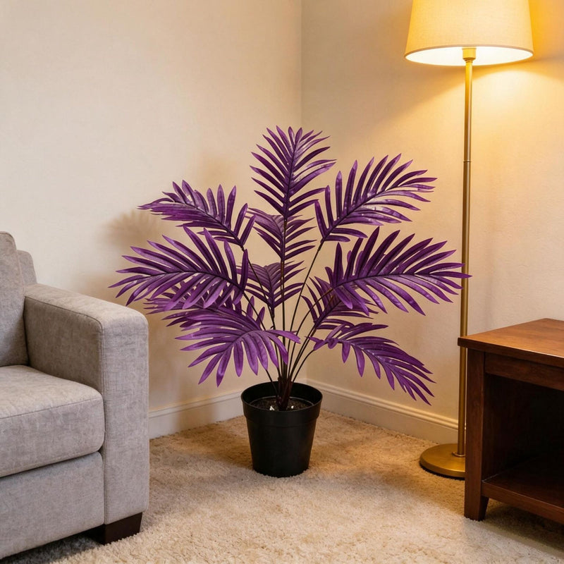 12-Stem Artificial Areca Palm Bush, 26" Tall Lifelike Faux Palm Leaves, Modern Indoor/Outdoor Decor for Home Office Wedding