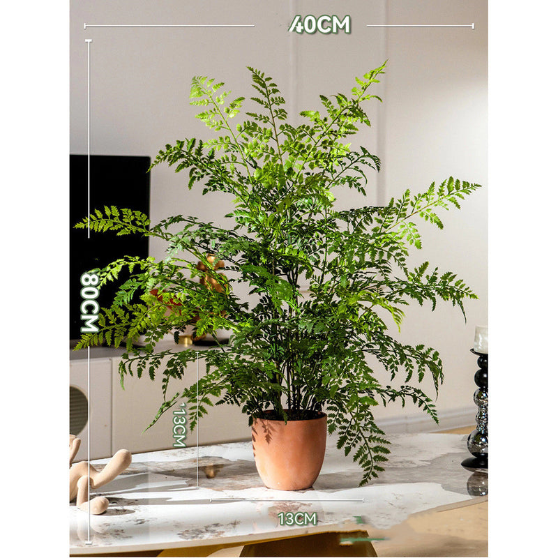 Artificial Fern Potted Plant with Terracotta Pot, 31" Tall, Realistic Faux Greenery for Home Office Decor