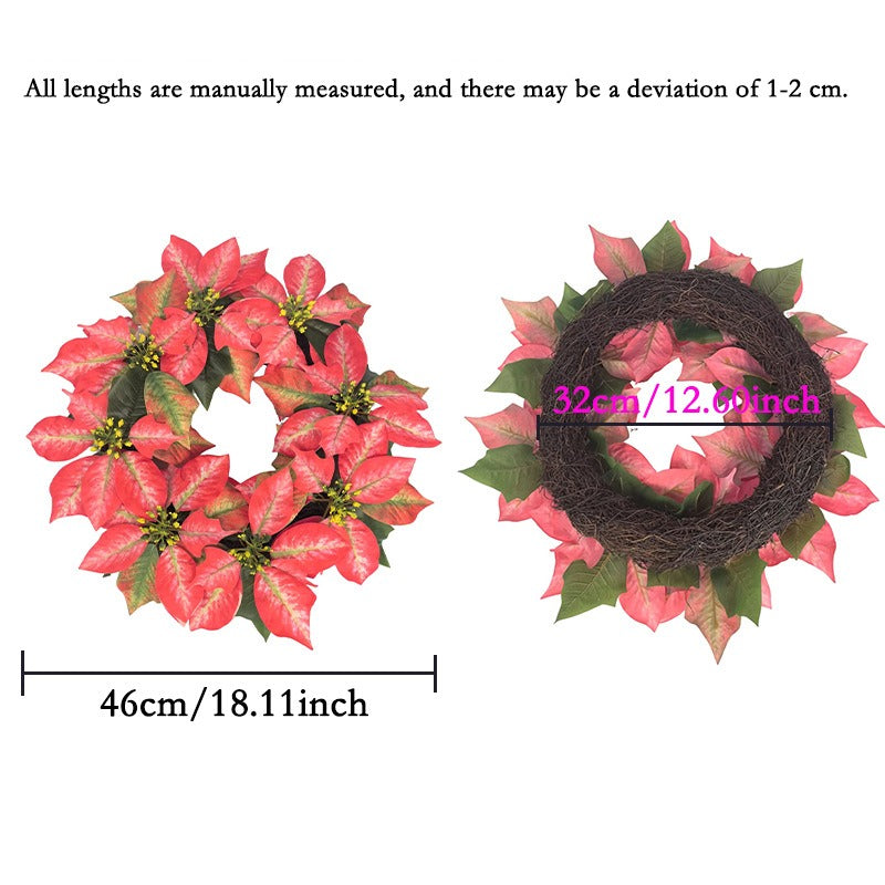 Artificial Poinsettia Garland, 18-Inch Christmas Vine for Holiday Decor, Indoor Decoration