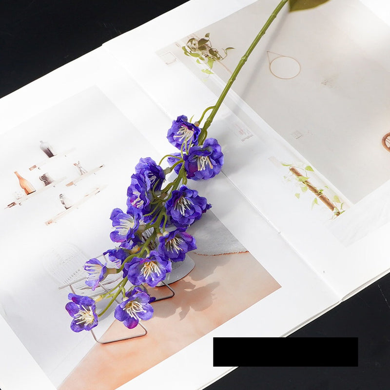 Artificial Larkspur Single Stem with 16 Blooms, 16" Silk-Like Floral for Home Decor & Weddings