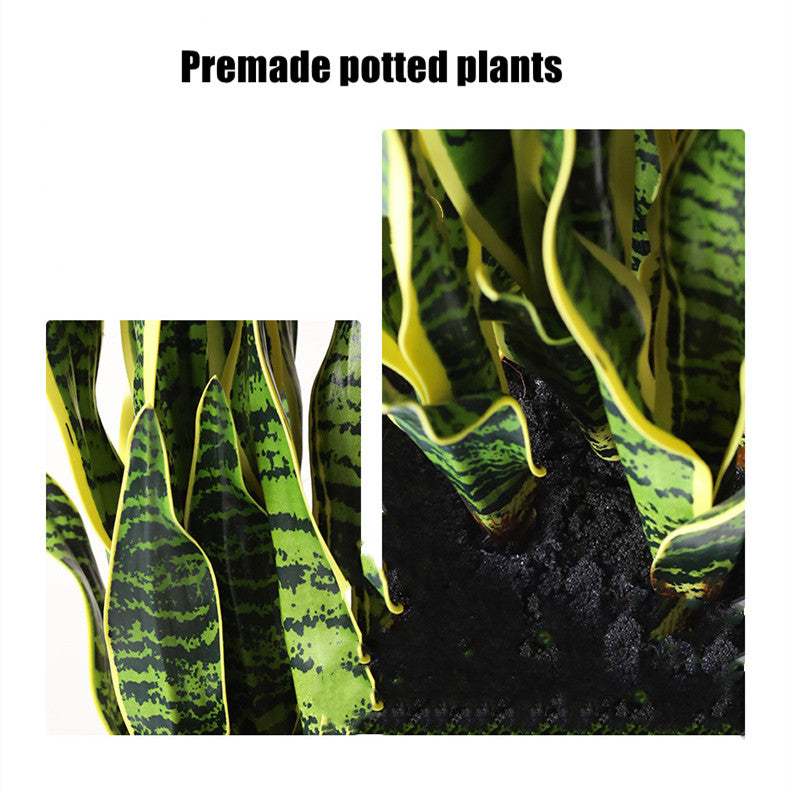 28" Artificial Snake Plant Potted with Container, Realistic Fake Sansevieria for Home Office Decor, Wedding & Commercial Spaces