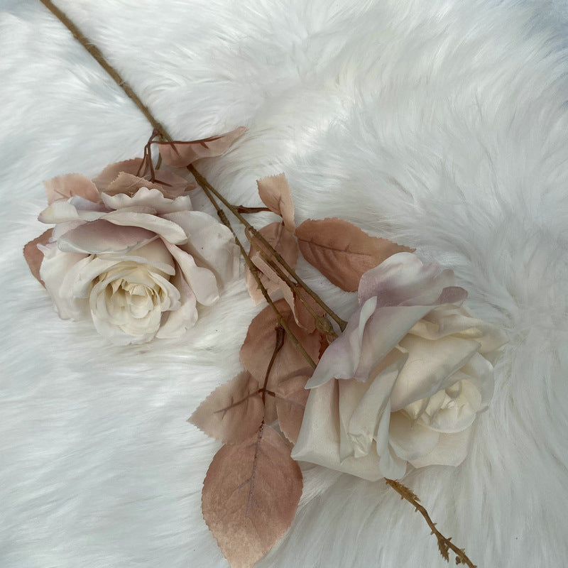 Artificial Alice Rose Stem, Single Stem with 2 Blooms, 31" Long, Silk-Like Fabric, for Weddings & Home Decor