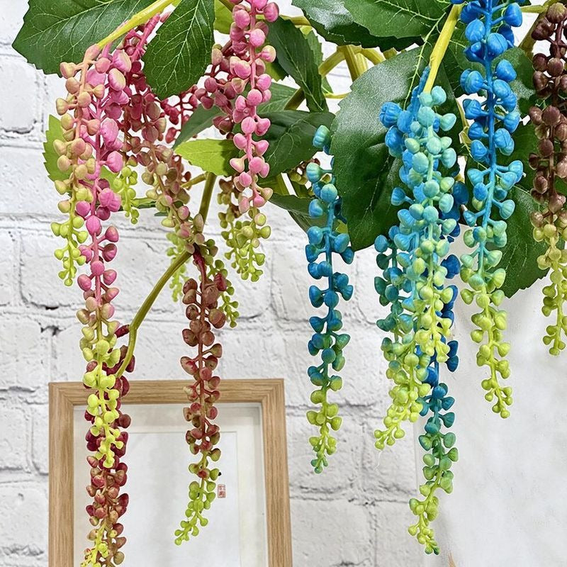 Single Stem Artificial Mountain Trail Vine with 6 Berries, 32" Latex Real-Touch Foliage for Wedding Decor & Home Styling