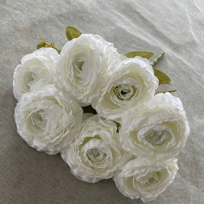 16" Silk Peony Bush with 7 Blooms, Artificial Flowers for Weddings & Home Decor, Realistic Faux Floral Arrangement