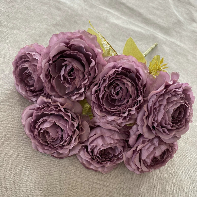 16" Silk Peony Bush with 7 Blooms, Artificial Flowers for Weddings & Home Decor, Realistic Faux Floral Arrangement