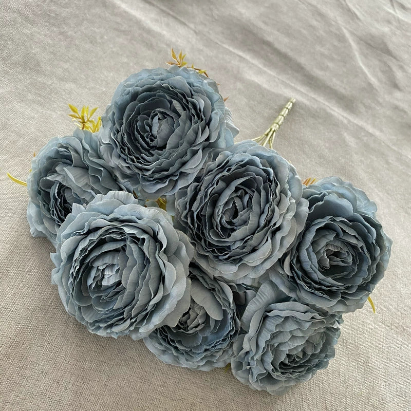 16" Silk Peony Bush with 7 Blooms, Artificial Flowers for Weddings & Home Decor, Realistic Faux Floral Arrangement